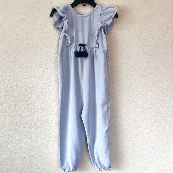 Zara Girls Periwinkle Jumpsuit Romper with Ruffles Size 3-4 - Picture 1 of 4